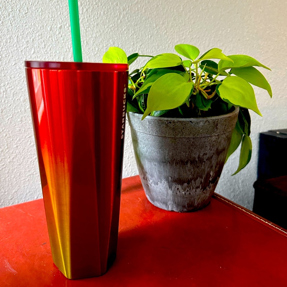 Starbucks 2022 - Yellow/Red Fire Heat Ombré Steel Tumbler - NWT